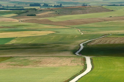 Le chemin serpente vers le río Pisuerga